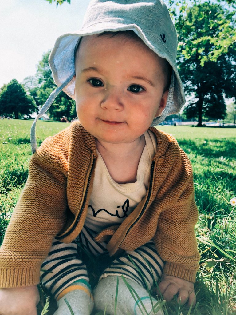baby in the park at 4 months